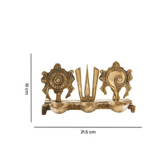 Brass Handcrafted Vaishnava Symbols Shankh Chakra Nama