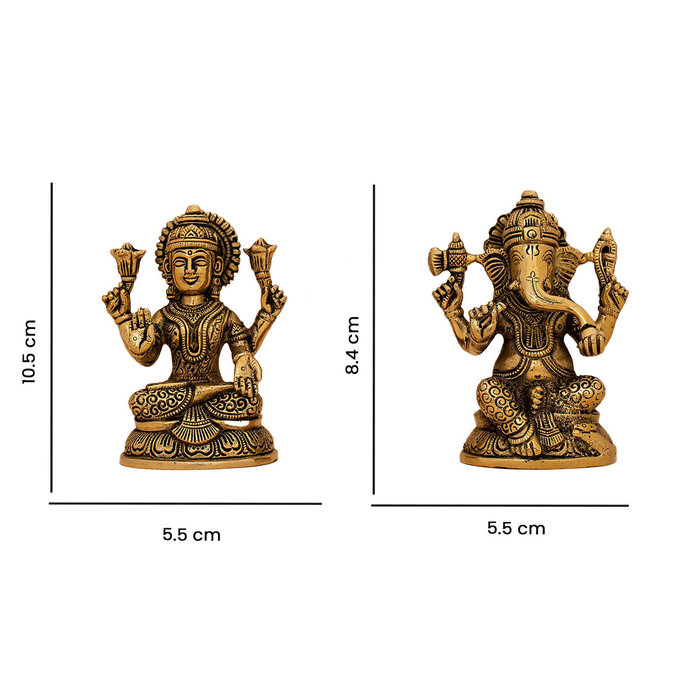 Brass Superfine Ganesh And Lakshmi Idol Set