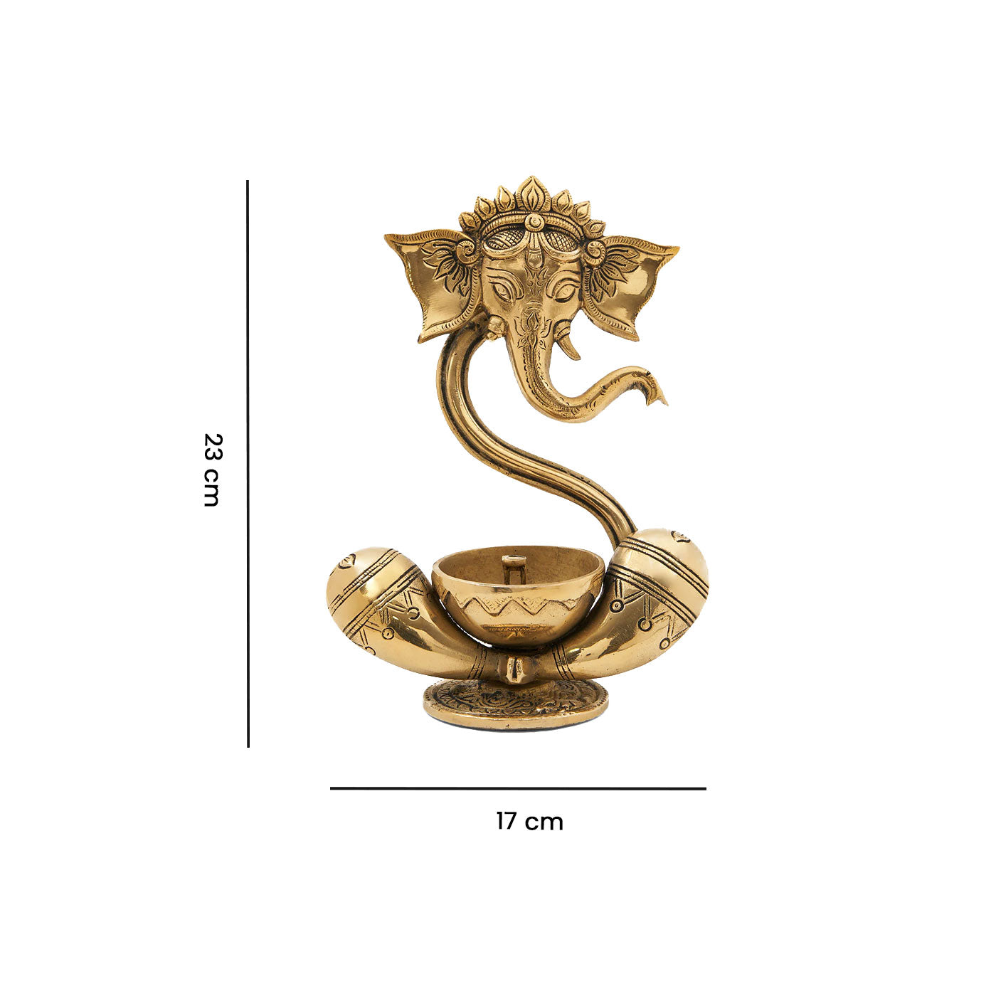 Brass Modern Ganesha Idol With Akhand Diya