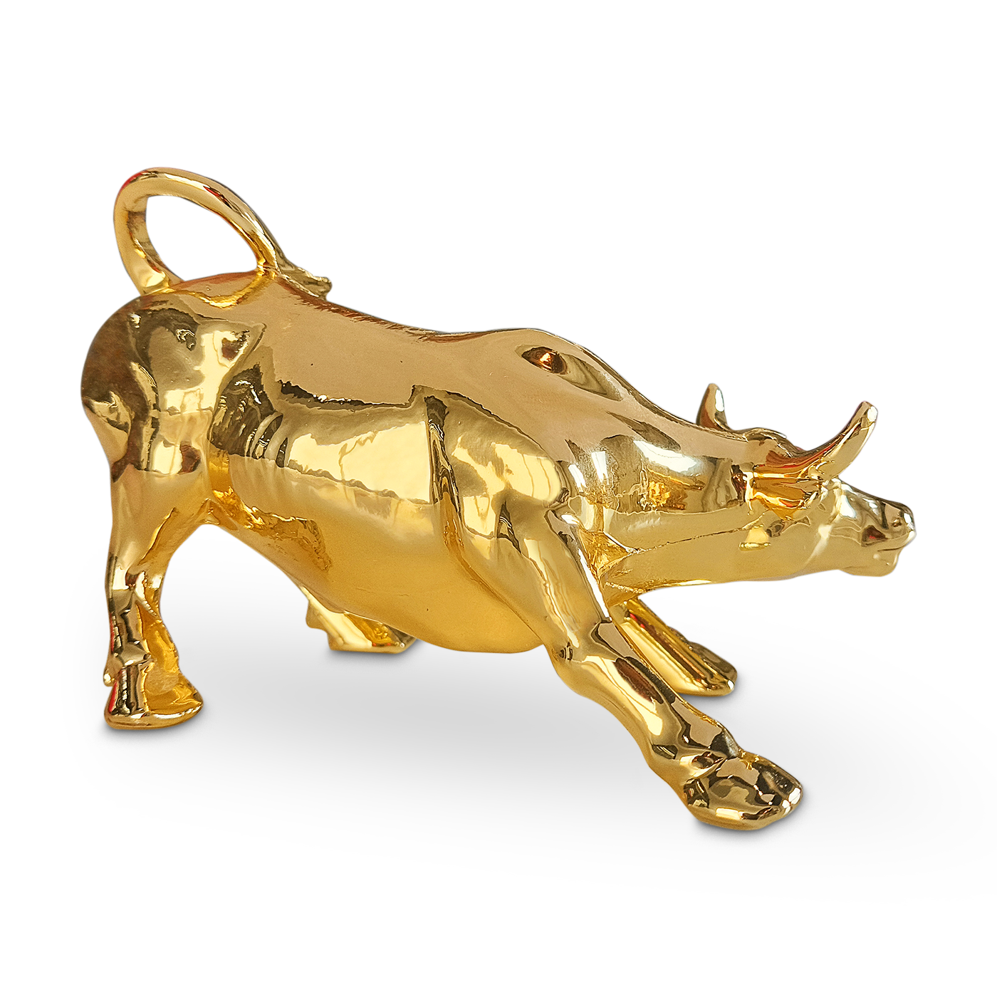 Metal Wall Street Bull Statue Decorative Showpiece (Gold)