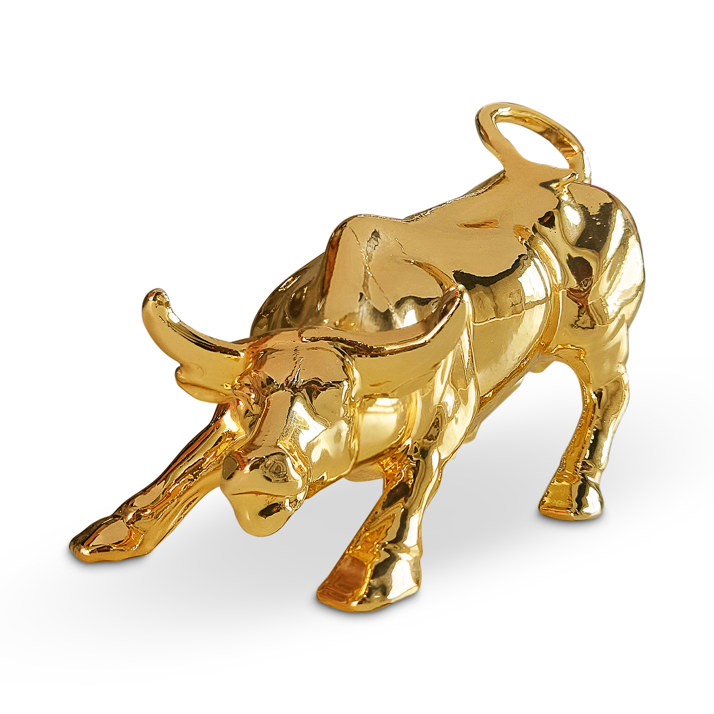 Metal Wall Street Bull Statue Decorative Showpiece (Gold)