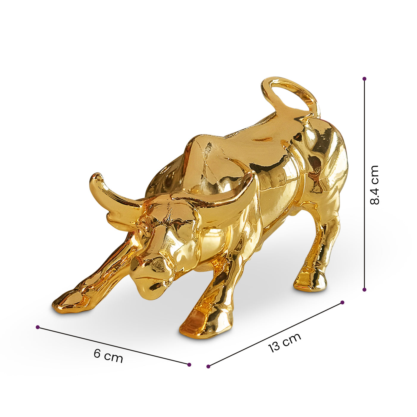 Metal Wall Street Bull Statue Decorative Showpiece (Gold)