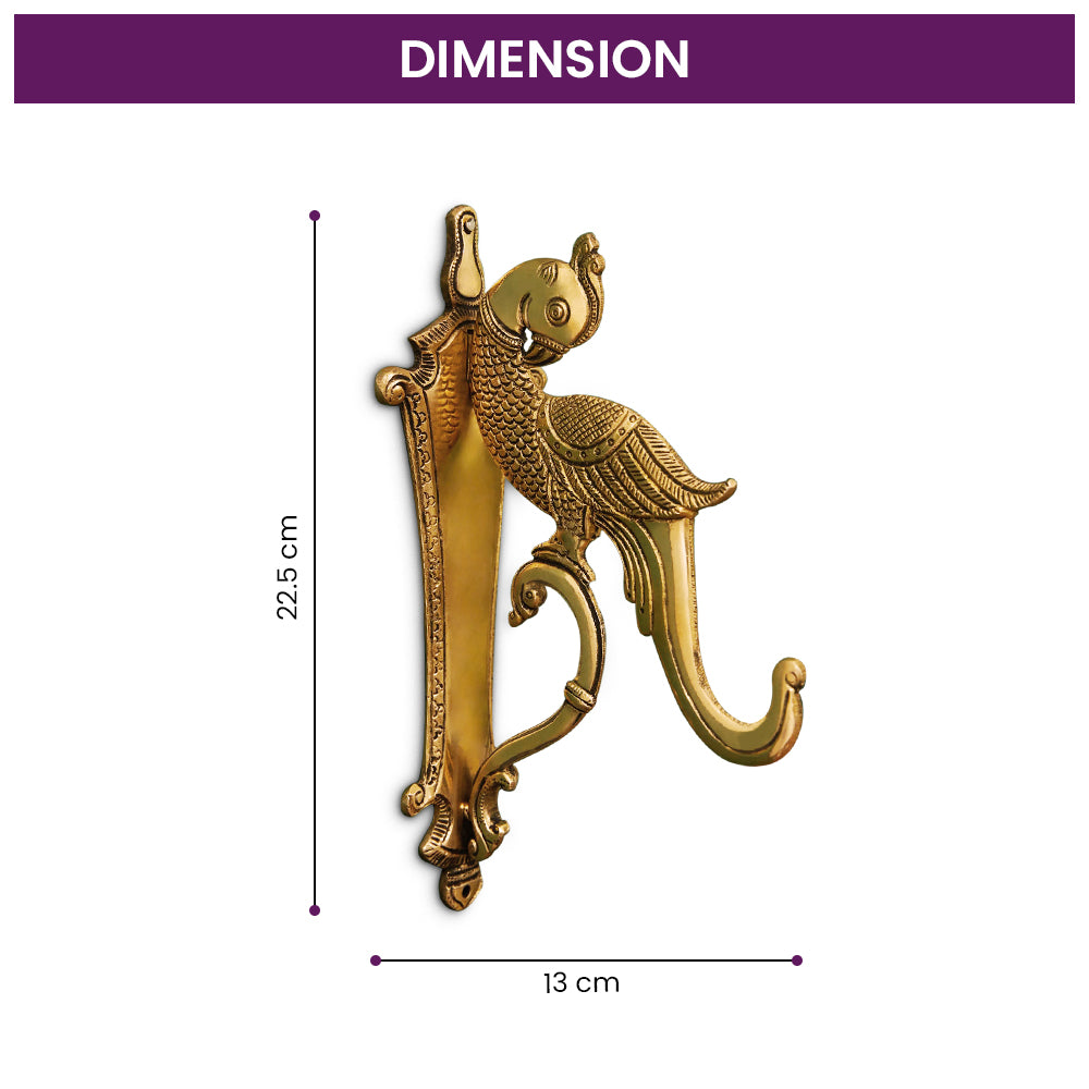 Brass Parrot Design Wall Hook