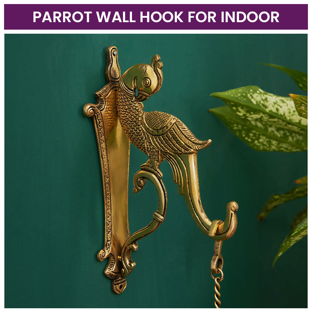 Brass Parrot Design Wall Hook