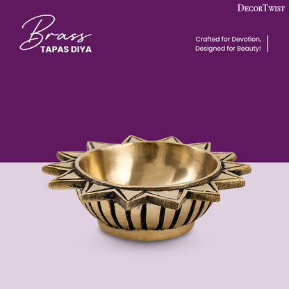 Brass Tapas Diya With Decorative Base (Single piece )