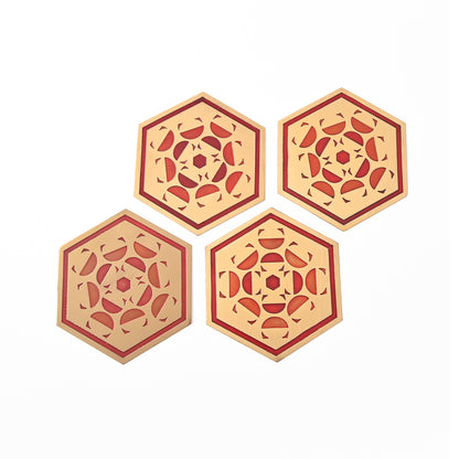 CALIGHAT COASTER RED SET OF 4