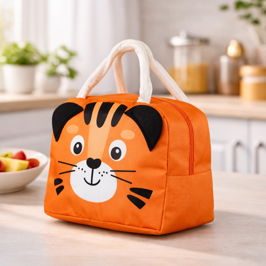 DecorTwist® Kids Insulated Lunch Bag | Cute Cartoon Lunch Bag for School | Reusable Thermal Tiffin Bag for Boys & Girls