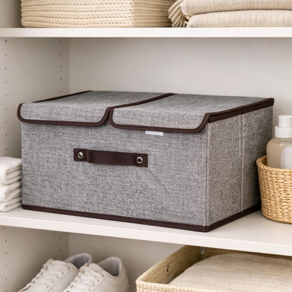 Wardrobe Closet Storage Box with Lid | Storage Baskets with Lid | Clothes Organizer Box | Cloth Storage Box