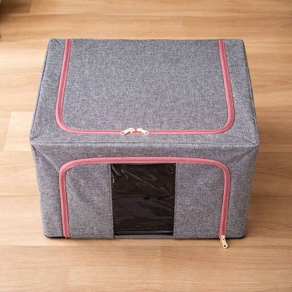 DecorTwist Cloth Storage Organiser Box with Zipper Window | Foldable Wardrobe Storage | Dustproof & Stackable