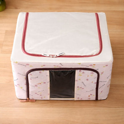 DecorTwist Cloth Storage Organiser Box with Zipper Window | Foldable Wardrobe Storage | Dustproof & Stackable