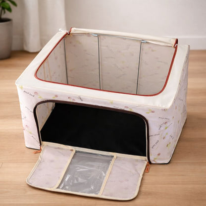 DecorTwist Cloth Storage Organiser Box with Zipper Window | Foldable Wardrobe Storage | Dustproof & Stackable