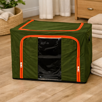 DecorTwist Cloth Storage Organiser Box with Zipper Window | Foldable Wardrobe Storage | Dustproof & Stackable