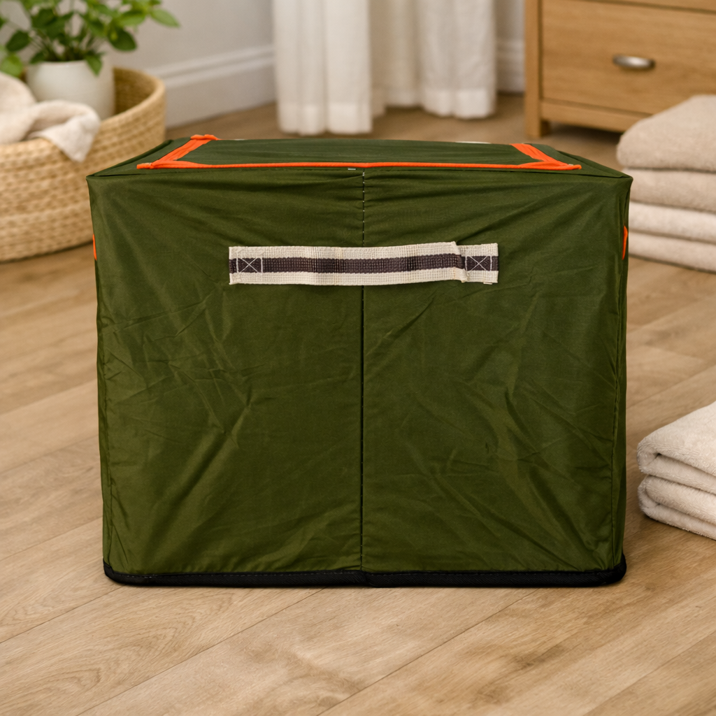 DecorTwist Cloth Storage Organiser Box with Zipper Window | Foldable Wardrobe Storage | Dustproof & Stackable