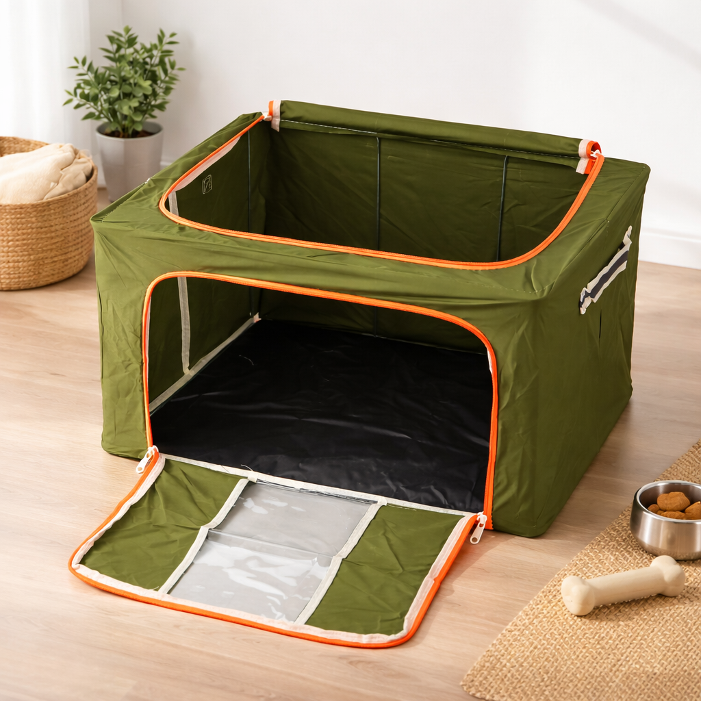 DecorTwist Cloth Storage Organiser Box with Zipper Window | Foldable Wardrobe Storage | Dustproof & Stackable