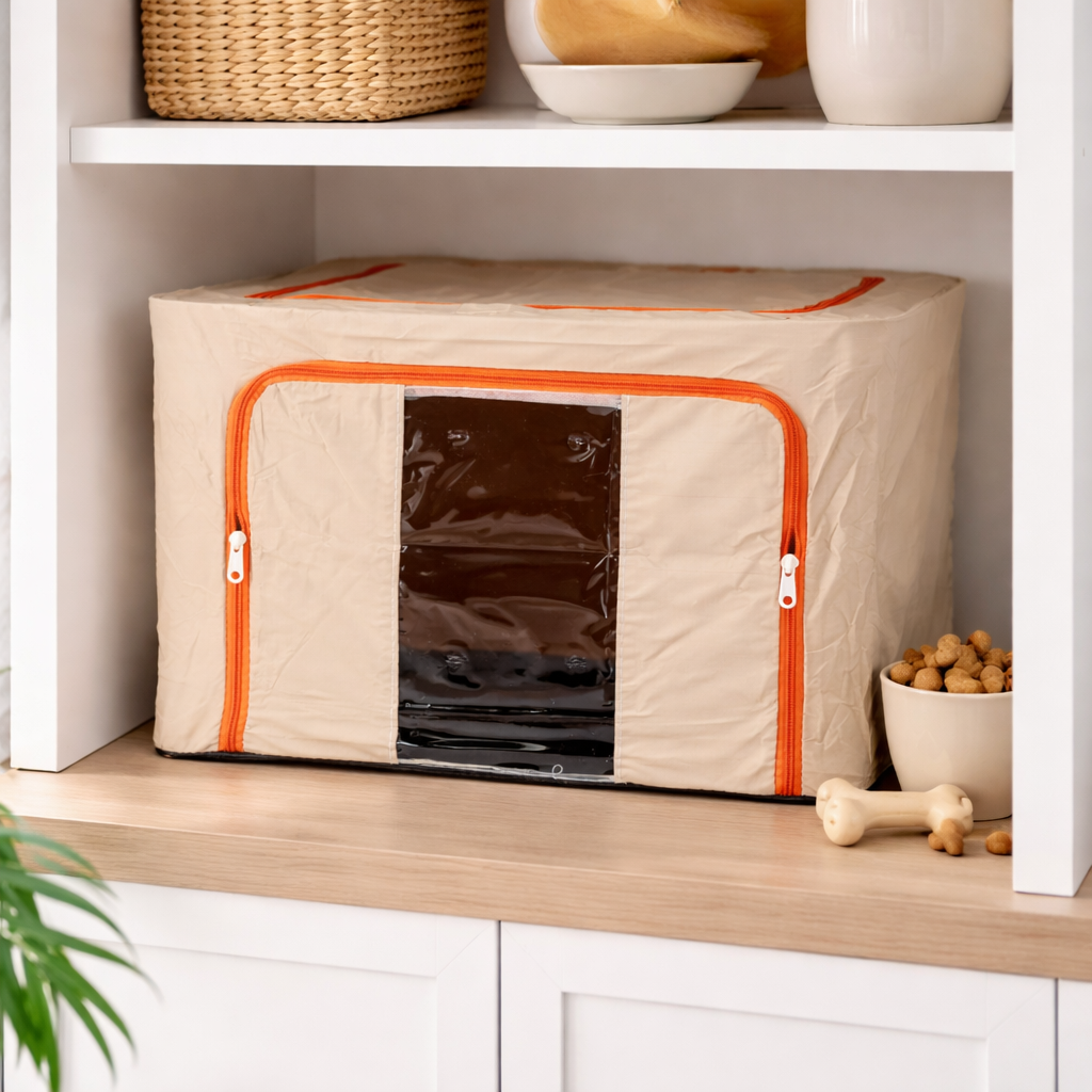 DecorTwist Cloth Storage Organiser Box with Zipper Window | Foldable Wardrobe Storage | Dustproof & Stackable