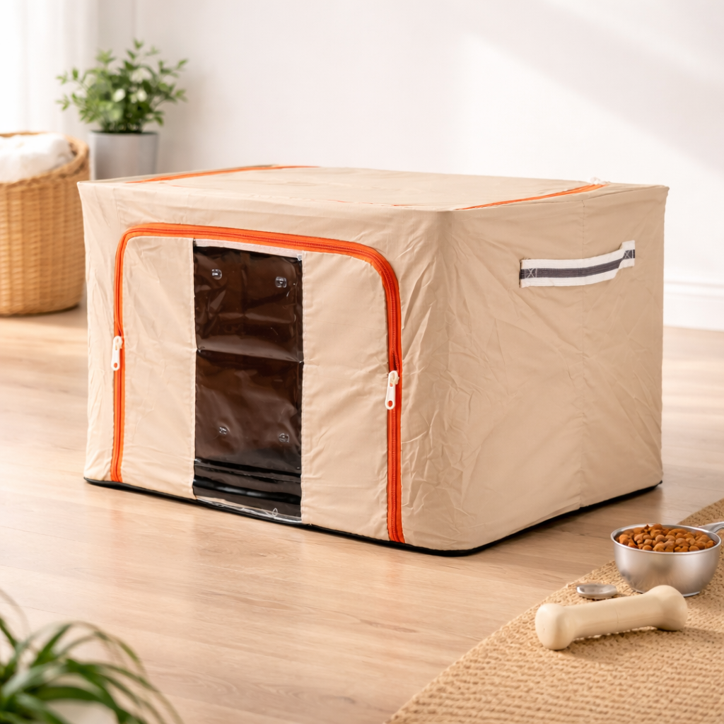 DecorTwist Cloth Storage Organiser Box with Zipper Window | Foldable Wardrobe Storage | Dustproof & Stackable