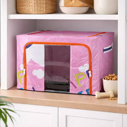 DecorTwist Cloth Storage Organiser Box with Zipper Window | Foldable Wardrobe Storage | Dustproof & Stackable