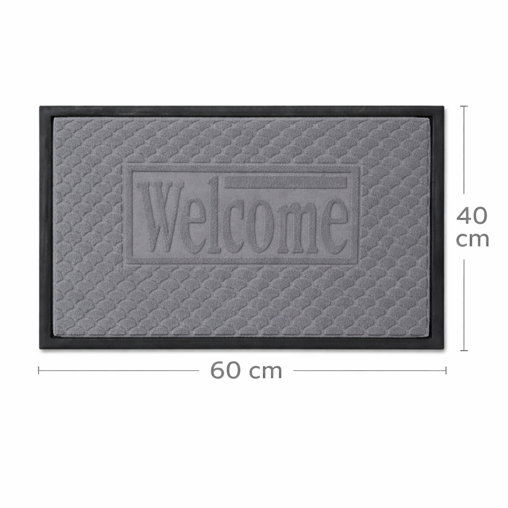 grey welcome mat with dimensions