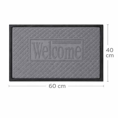 grey welcome mat with dimensions