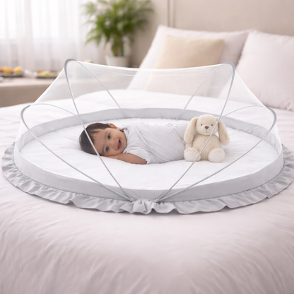 DecorTwist® Baby Mosquito Net Bottomless, Travel-Friendly, Foldable & Washable Safe Sleep Protection for Infants (0–24 Months) & Toddlers | 135×65×65 cm