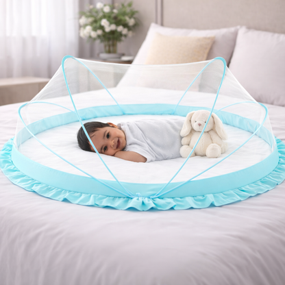DecorTwist® Baby Mosquito Net Bottomless, Travel-Friendly, Foldable & Washable Safe Sleep Protection for Infants (0–24 Months) & Toddlers | 135×65×65 cm