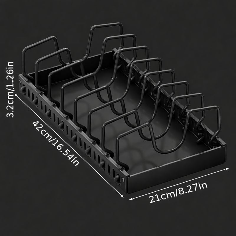 8-Tier Pot & Pan Rack Organizer | Adjustable Steel & ABS Lid Holder | Space-Saving Kitchen Storage (Pull-Out Pan & Pot Rack Organizer)