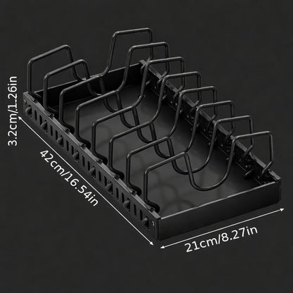 8-Tier Pot & Pan Rack Organizer | Adjustable Steel & ABS Lid Holder | Space-Saving Kitchen Storage (Pull-Out Pan & Pot Rack Organizer)