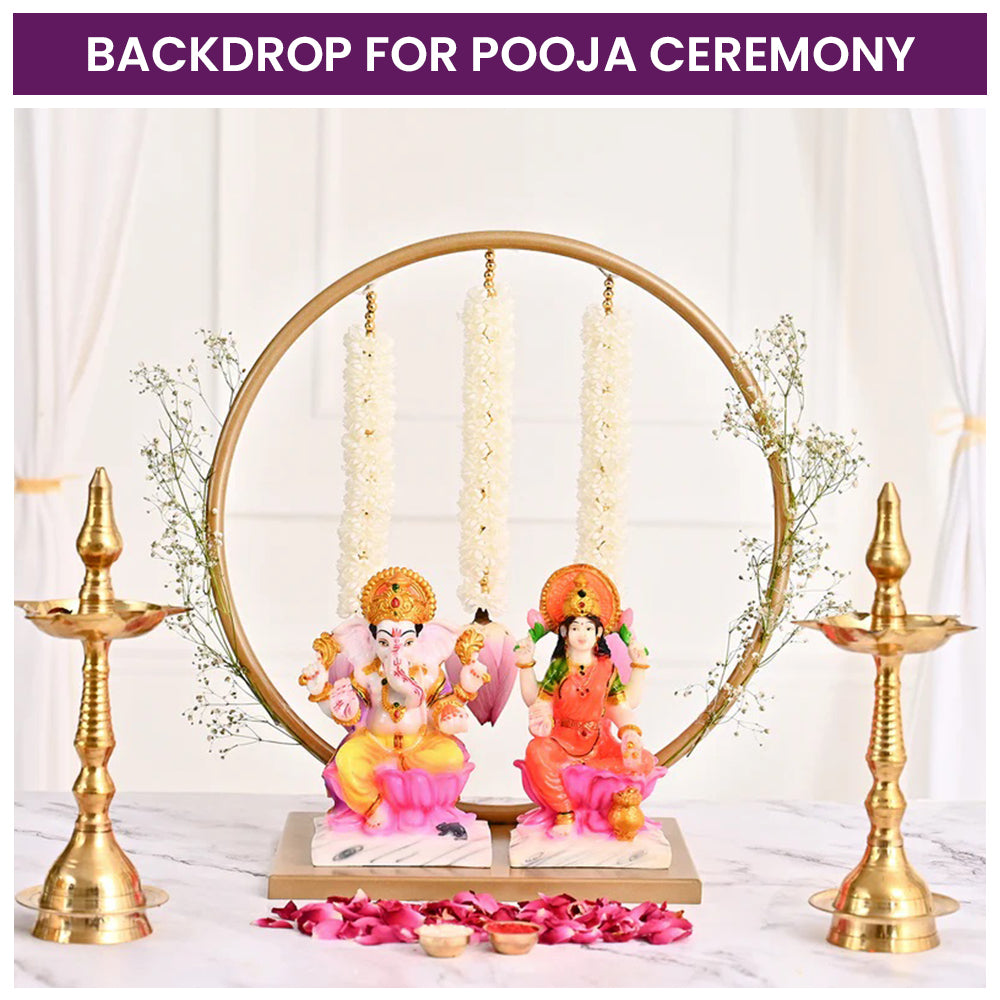 Circular Backdrop Stand for Pooja setup, Ring ceremony, Baby Shower, Diwali , Ganpati , Laxmi Pooja