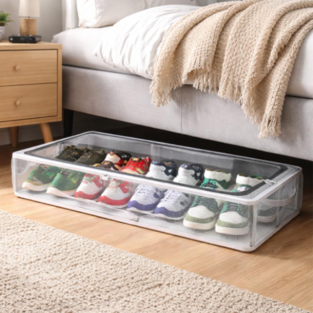 Large Under Bed Storage Box | Heavy-Duty Foldable Organizer with Thick PVC Transparent Cover | Dustproof Storage for Clothes, Shoes, Quilts & Blankets | Home Organizer (Pack of 2)