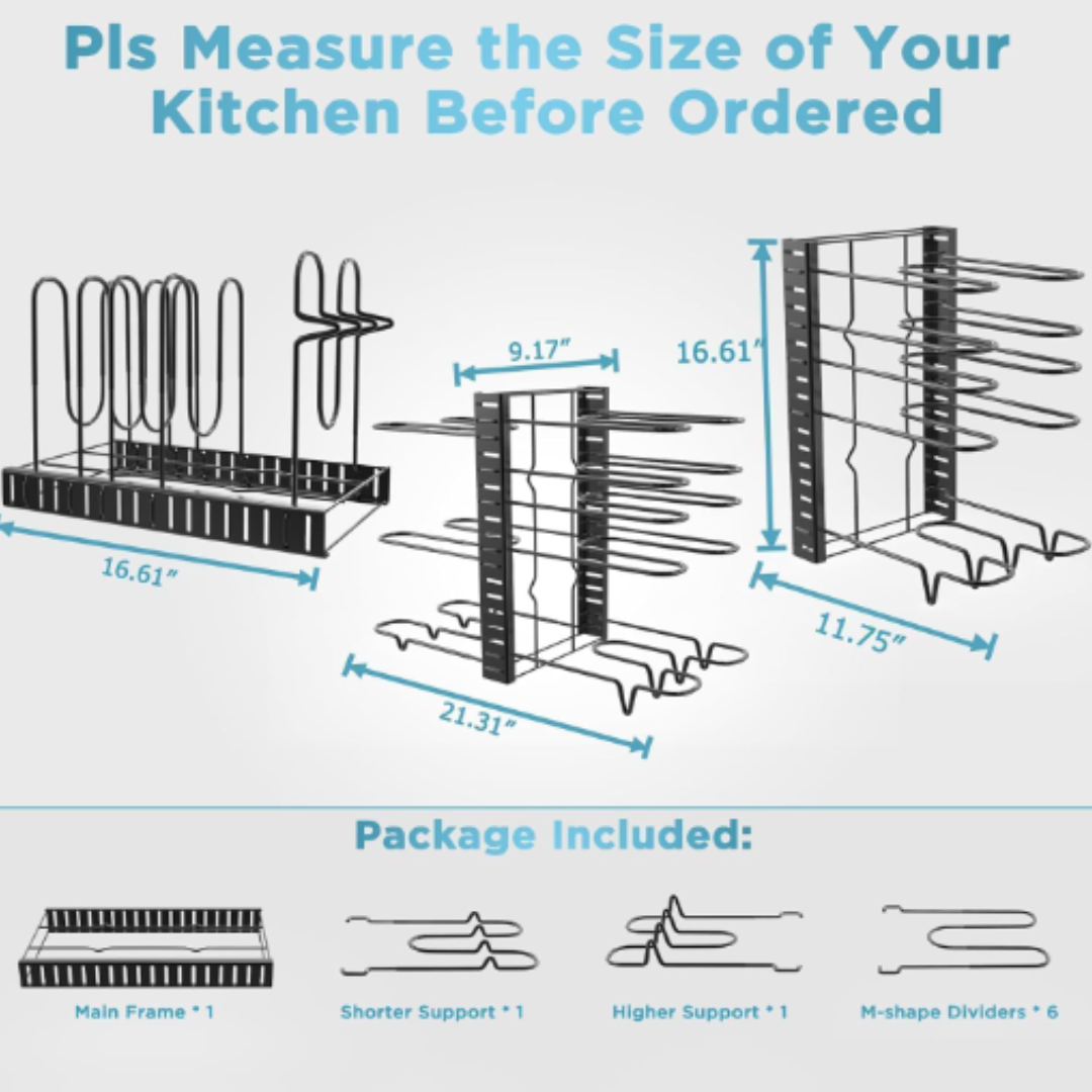 DecorTwist® Adjustable Carbon Steel Pot & Pan Organizer Rack