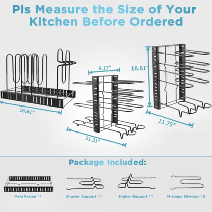 DecorTwist® Adjustable Carbon Steel Pot & Pan Organizer Rack