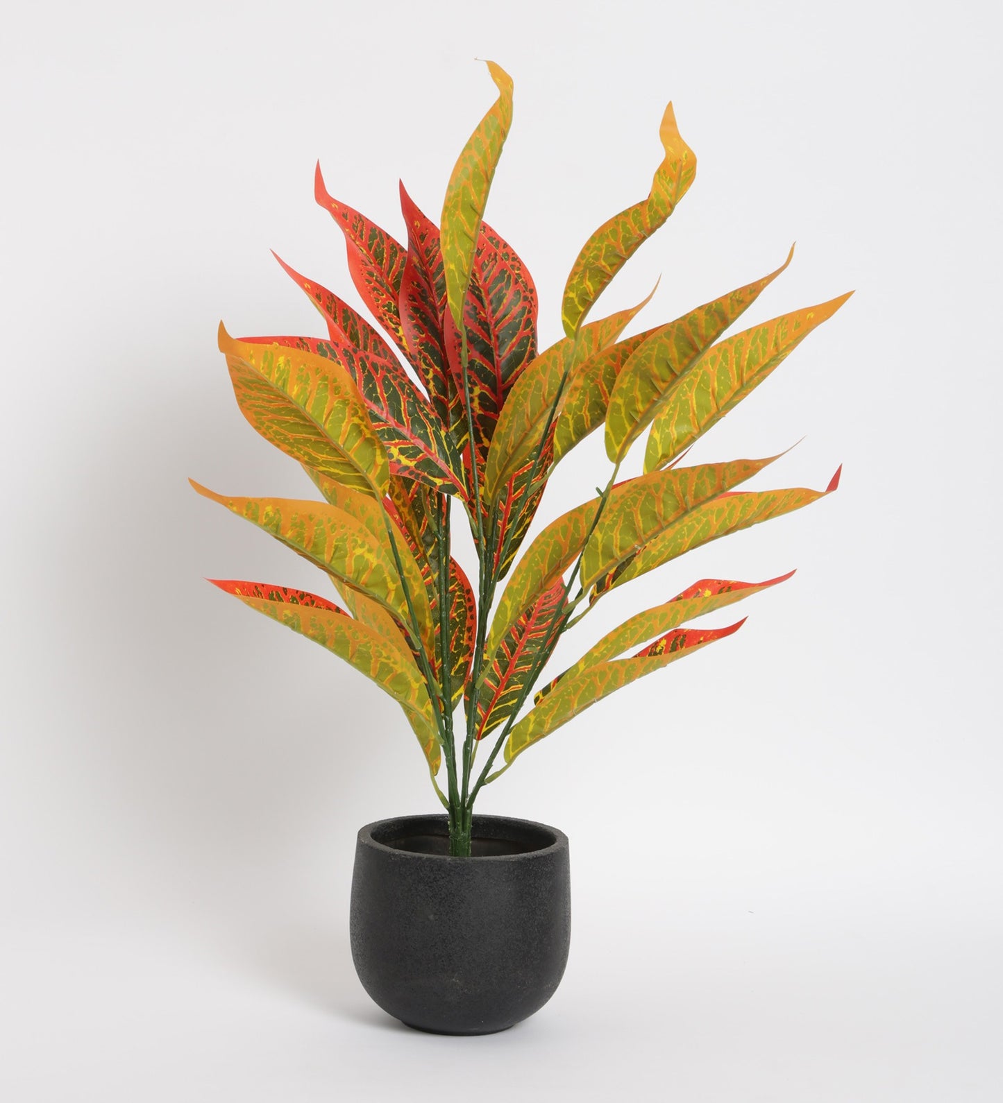 Decorative Artificial Red Croton Tree Tropical Fake Plants for Home Garden Outdoor Indoor Decoration (Without Pot, 70 cm Tall)