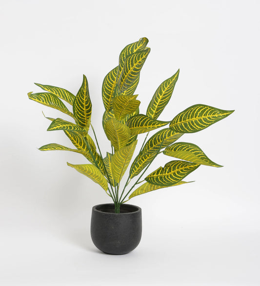 Decorative Artificial Yellow Croton Tree Tropical Fake Plants for Home Garden Outdoor Indoor Decoration (Without Pot, 70 cm Tall)