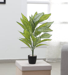 Decorative Artificial Croton Tree Tropical Fake Plants for Home Garden Outdoor Indoor Decoration (Without Pot, 70 cm Tall)