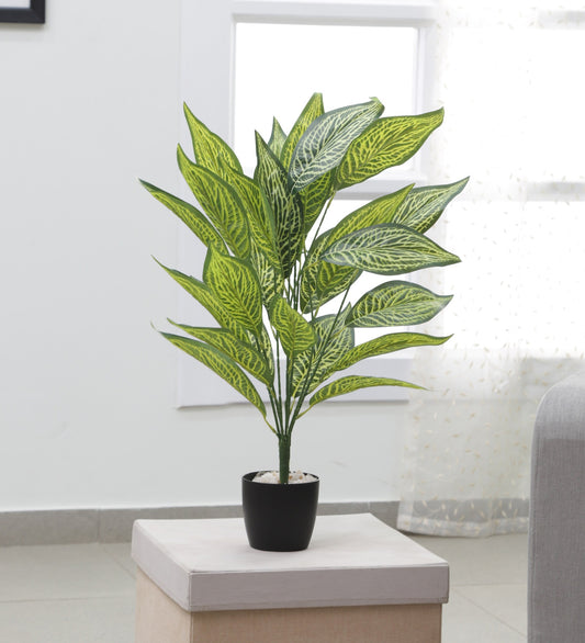 Decorative Artificial Croton Tree Tropical Fake Plants for Home Garden Outdoor Indoor Decoration (WithPot, 70 cm Tall)