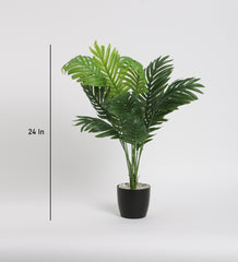 Artificial Areca Tree, 2 ft Realistic Fake Floor Plant with,Pot Faux Silk 12 Big Leaves Trees and Natural Trunk for Living Room Home Office Decor Indoor