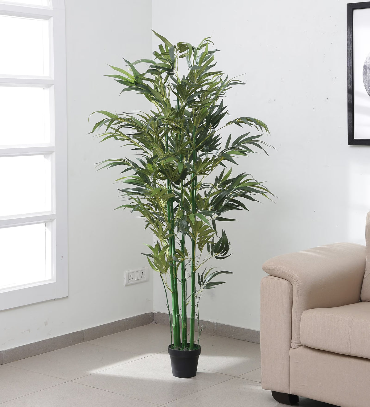 Beautiful Artificial Bamboo Plant in a Black Pot for Interior Decor/Home Decor/Office Decor (180 cm Tall, Green)