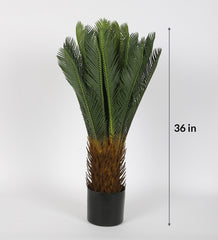 Artificial Cycus Plants Tree for Home Decoration  Living Room  Office Big/Medium Size with Pot (90 cm Tall, Green)
