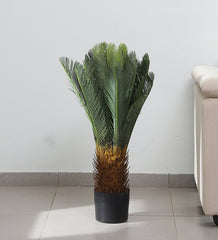 Beautiful Artificial Cycas Plant Basic Black Pot for Interior Decor/Home Decor/Office Decor (90 cm Tall, Green)