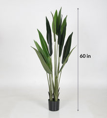 Artificial Real Touch Travellers Birds of Paradise Plant in a Black Pot for Interior Decor/Home Decor/Office Decor (150 cm Tall, Green)