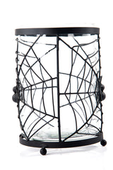 Cobweb Glass Hurricane Candle Holder