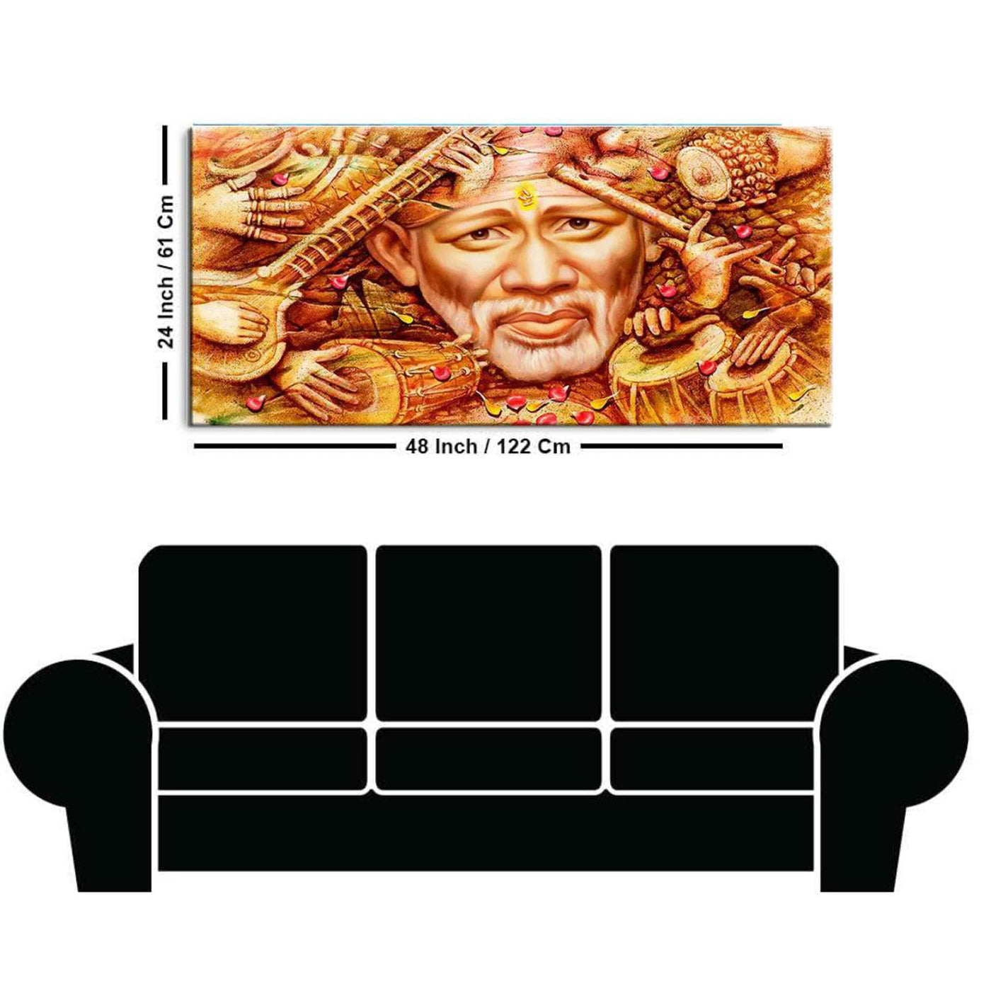 This Sai Baba Spiritual wall hanging is high definition picture photo prints on canvas