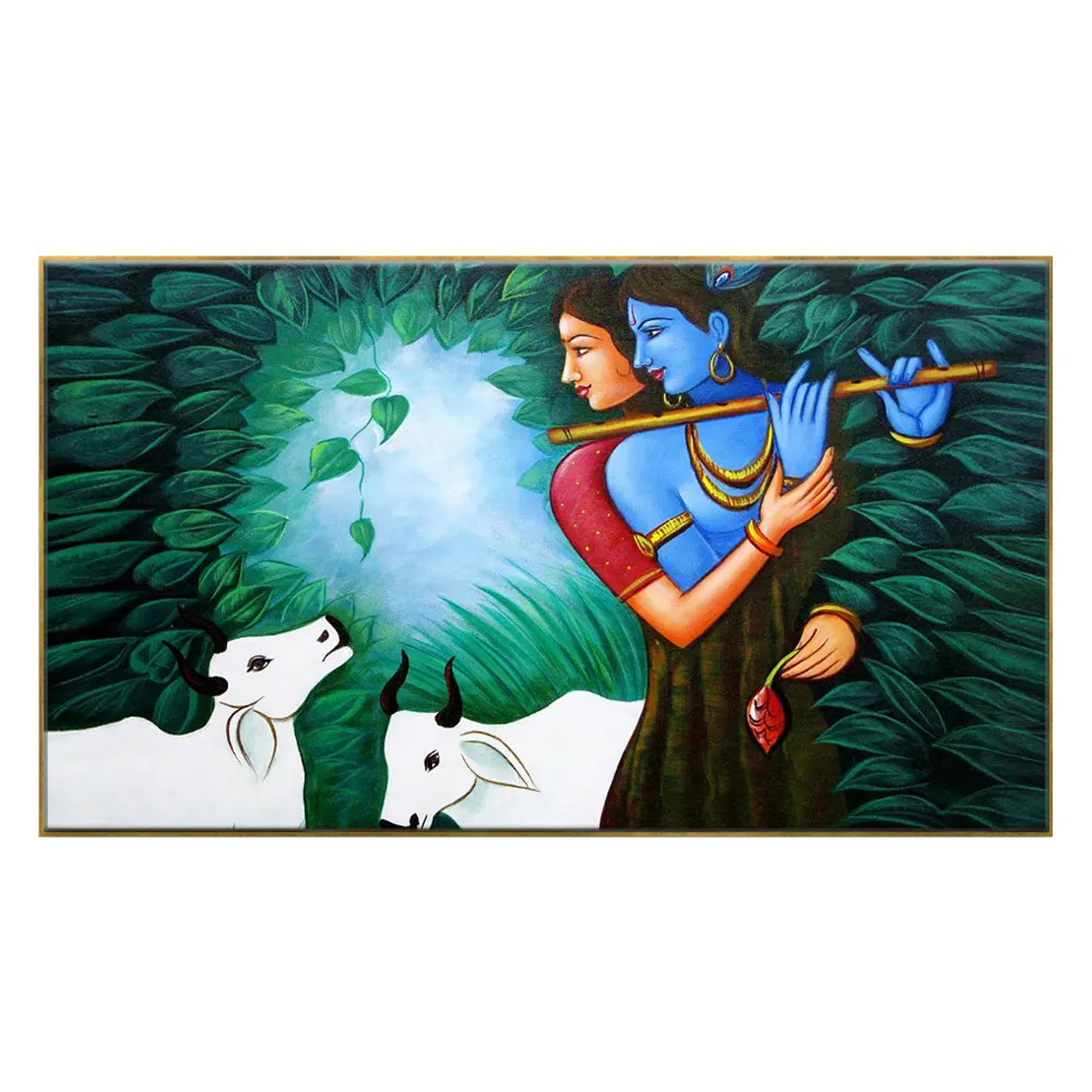 Radha Krishna Canvas Wall Painting with Frame ( 36 x 24 ) Inch