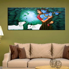 Radha Krishna Canvas Wall Painting with Frame ( 36 x 24 ) Inch