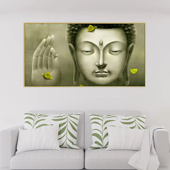 Meditating Buddha Canvas Wall Art Painting with Frame ( 48 x 24 ) Inch