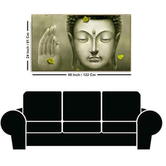 Meditating Buddha Canvas Wall Art Painting with Frame ( 48 x 24 ) Inch
