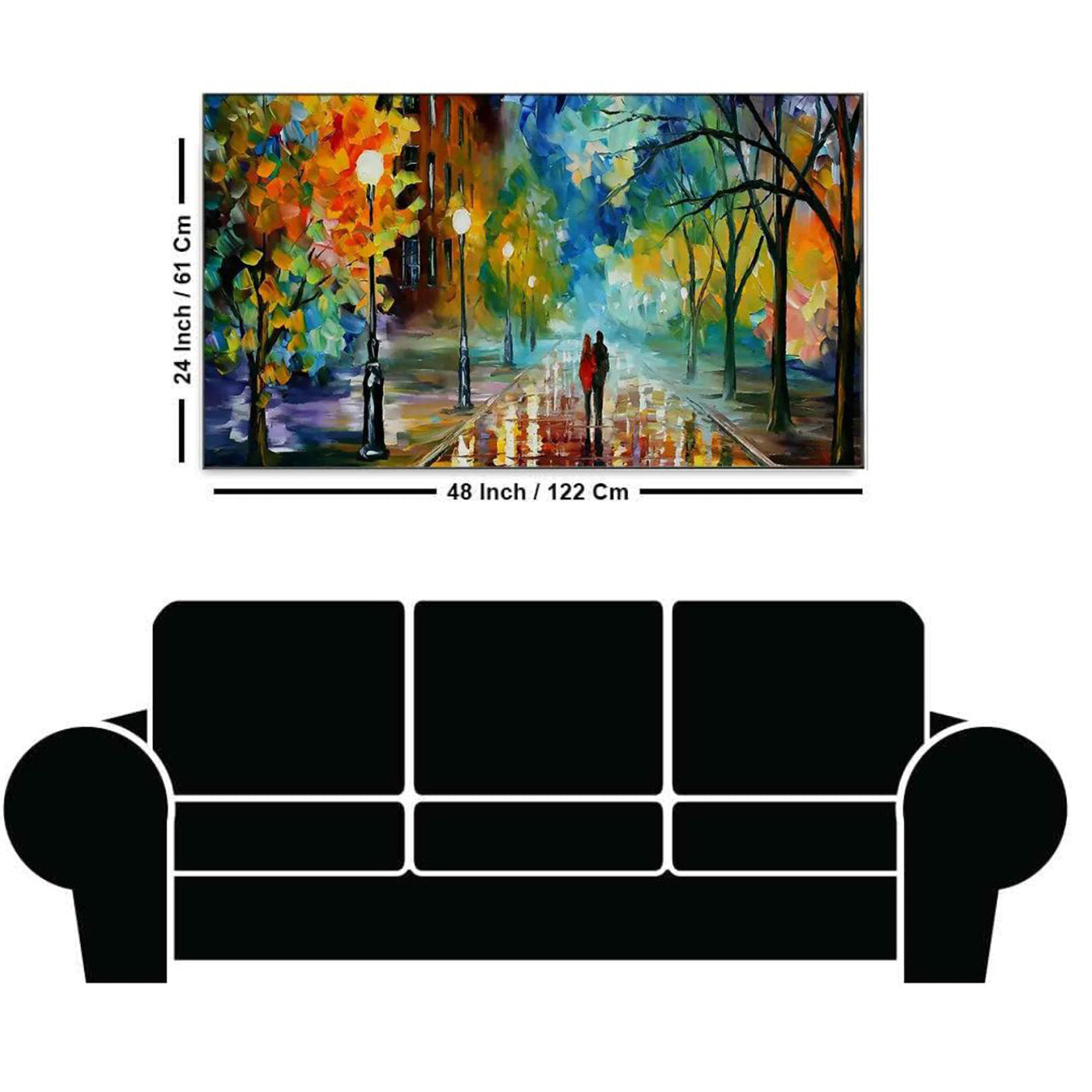 Love couple canvas print is on wooden frame with hooks mounted on each panel