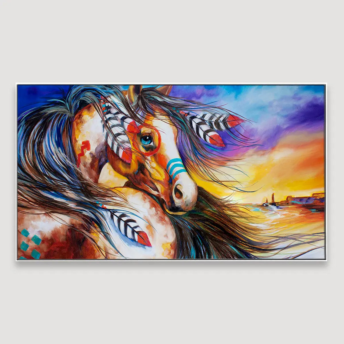 Horse Wall Painting and Canvas Wall Art with Floating Frame