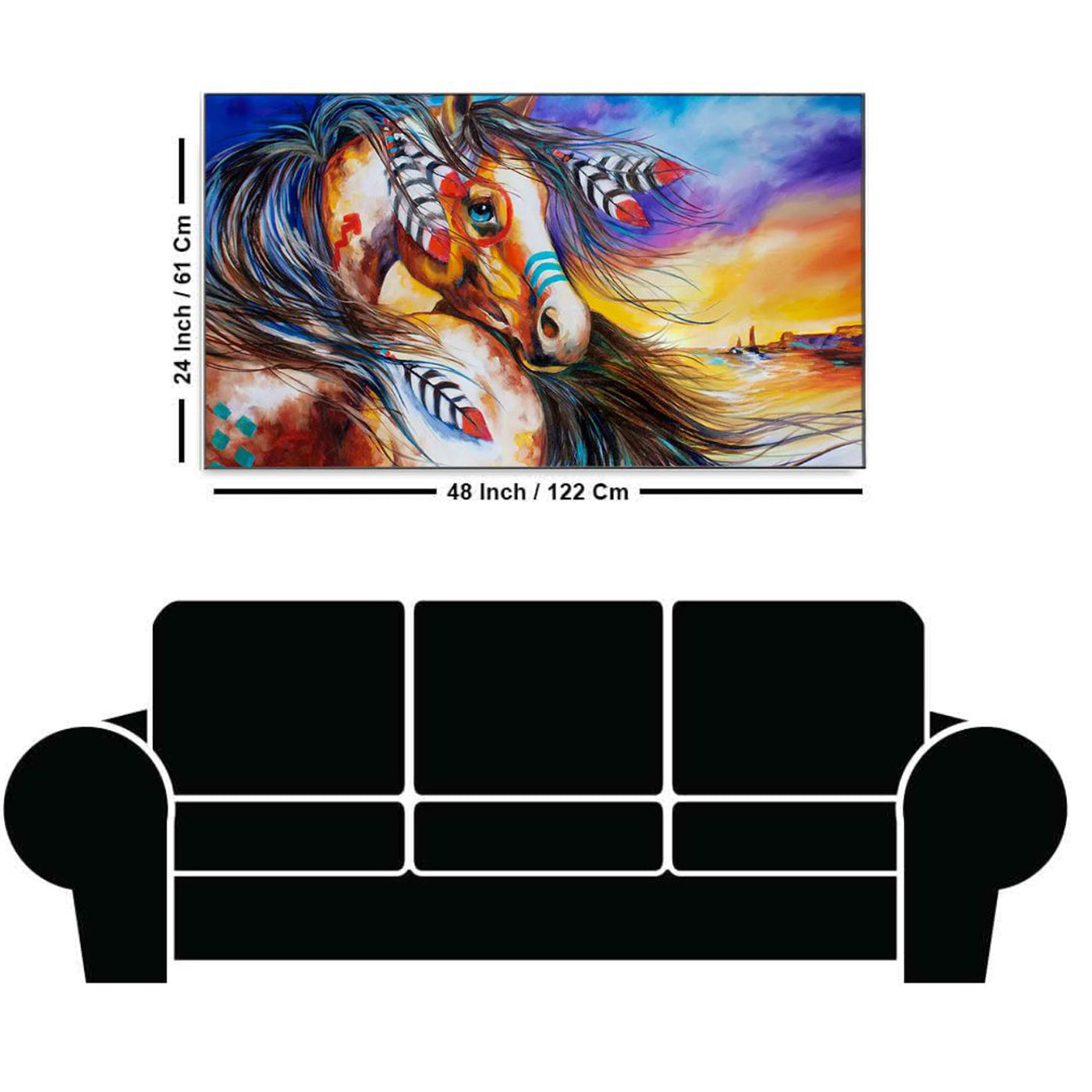 Horse Wall Painting and Canvas Wall Art with Floating Frame