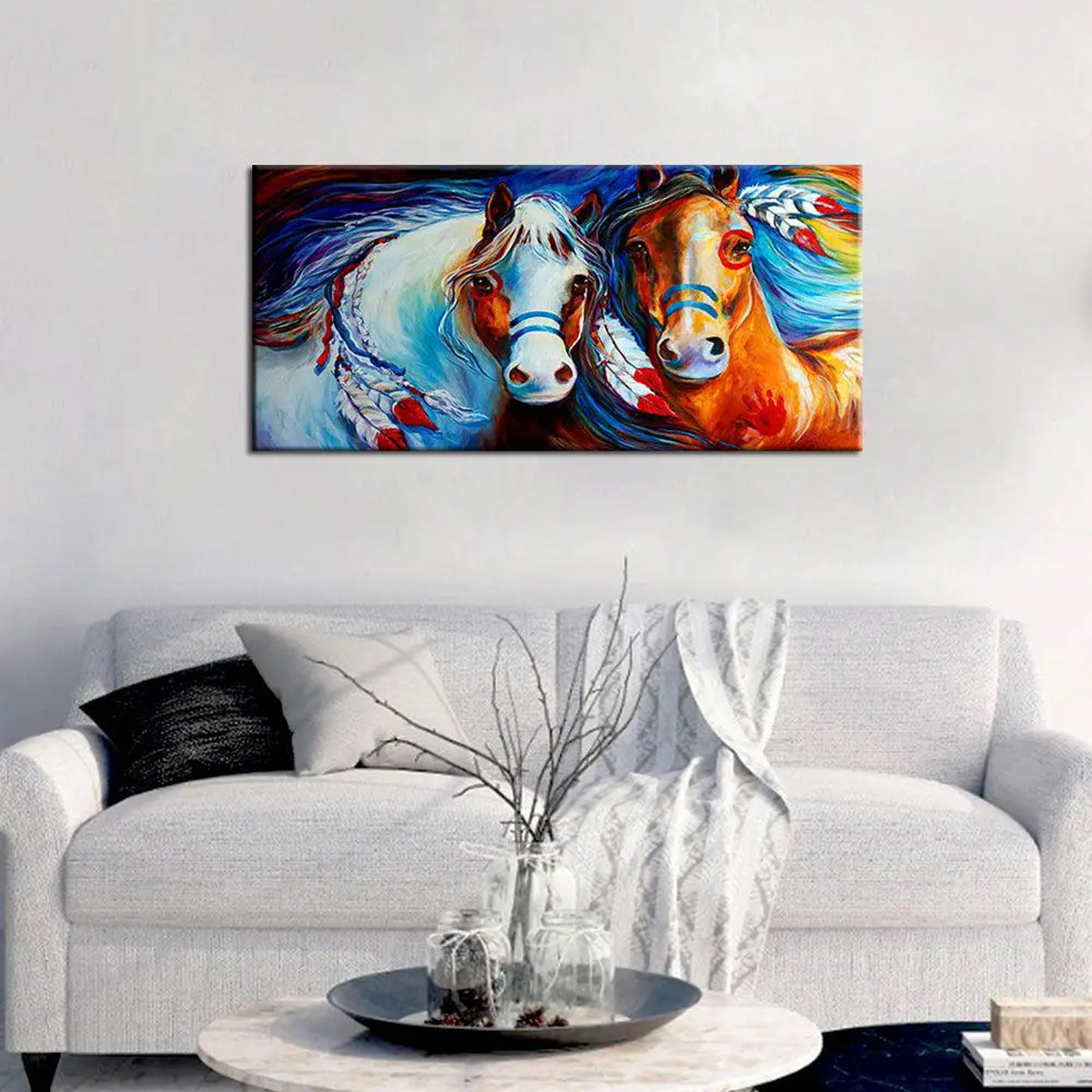 Majestic horses canvas wall painting with Floating Frame
